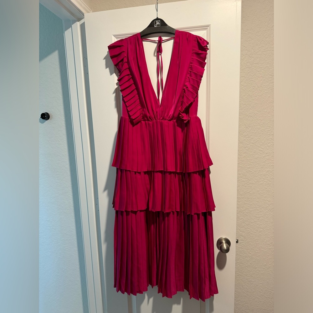 Magenta Ruffle Tier Maxi dress